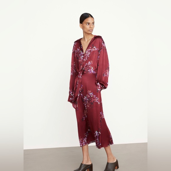 NWT Forsythia Long Sleeve Shaped Collar Tie-Front Dress XS - Picture 2 of 5